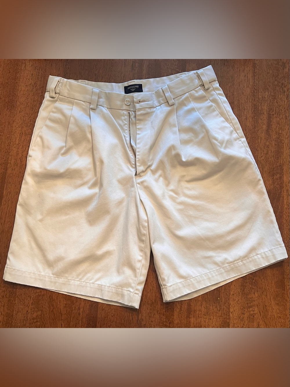 Dockers Men’s Flat Front Shorts in Light Cream